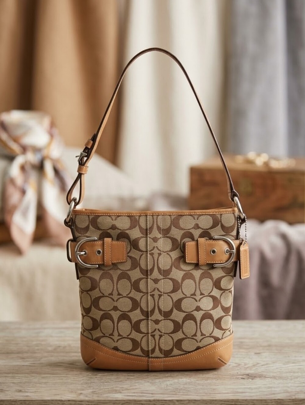 Coach Soho Signature 3577 Shoulder Bag Tan Brown Y2K 2005 Vintage